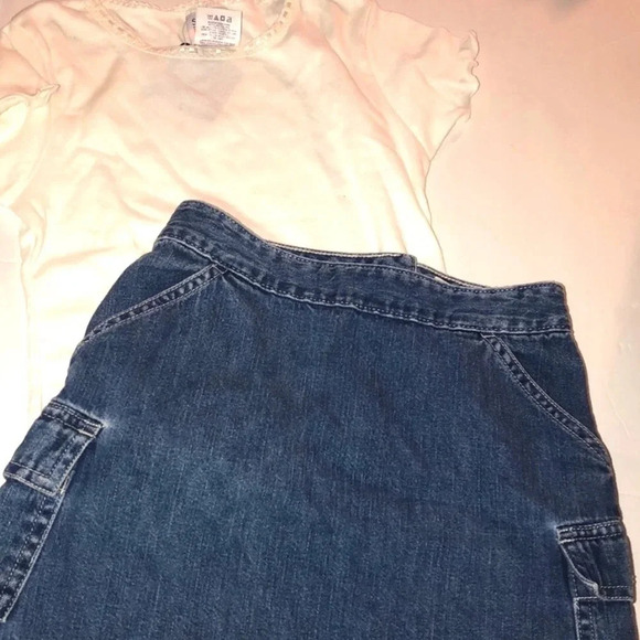 OLD NAVY EUC JEAN SKIRT / NWT TOP GIRLS SET SHIRT JEANS TSHIRT WHITE TOPS SIZE 6 - Picture 3 of 6